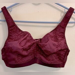 Burgundy Lace Over Pink Cup Bra by Intimates. No Underwire or Padding. NWOT.